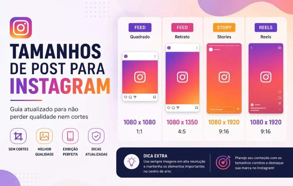 Tamanhos de post para Instagram